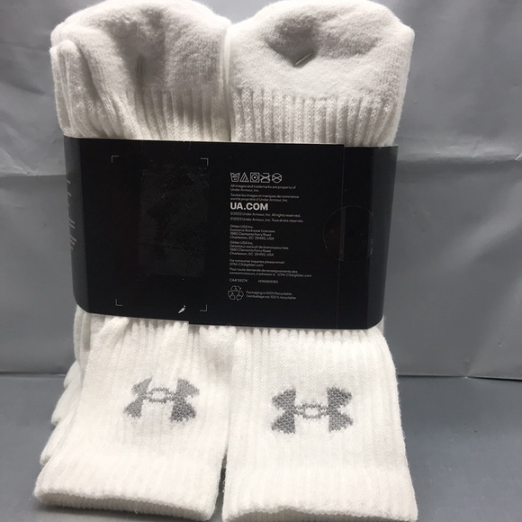 BNWT Adult Under Armor Cotton socks ok if 6 pack White - Picture 4 of 7
